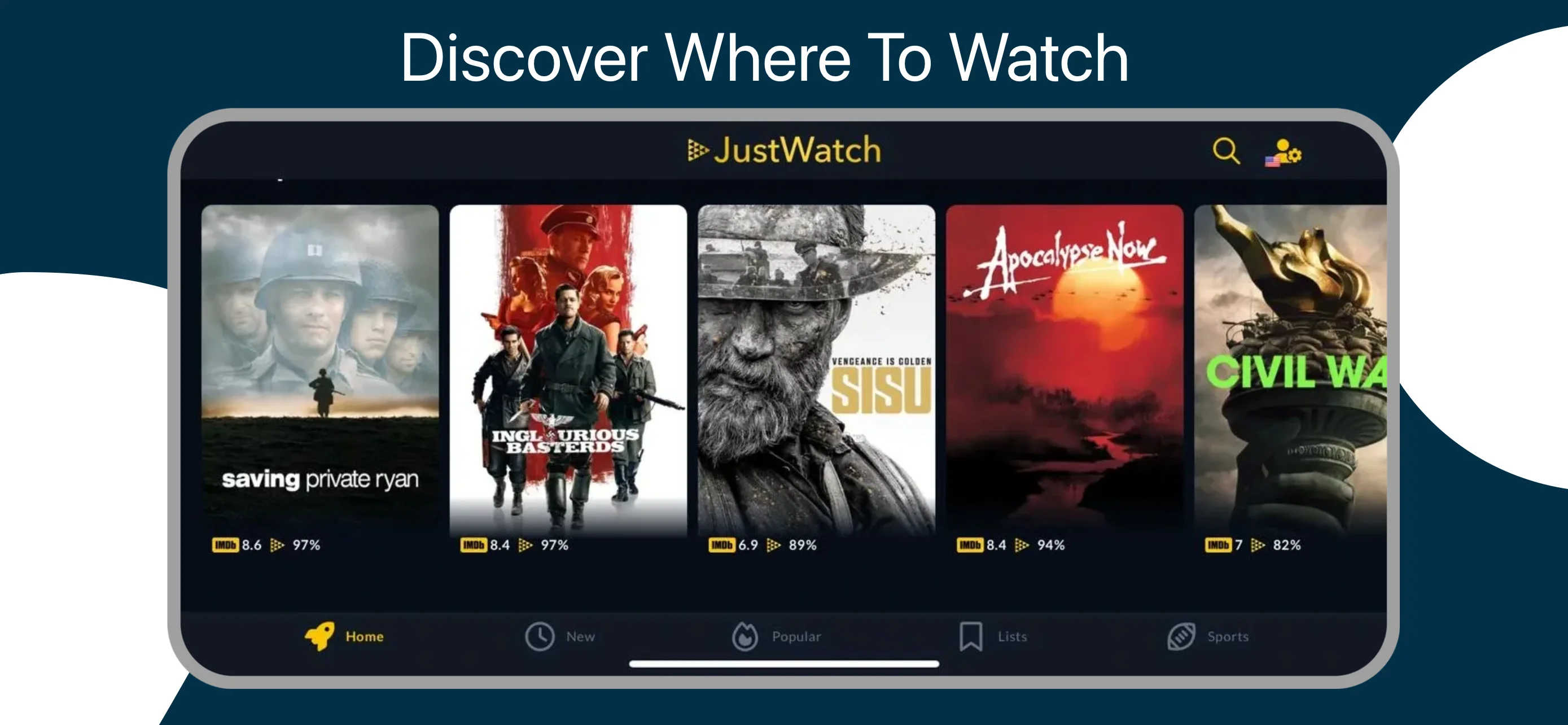 App Store landscape screenshot template for streaming tracker – new releases grid