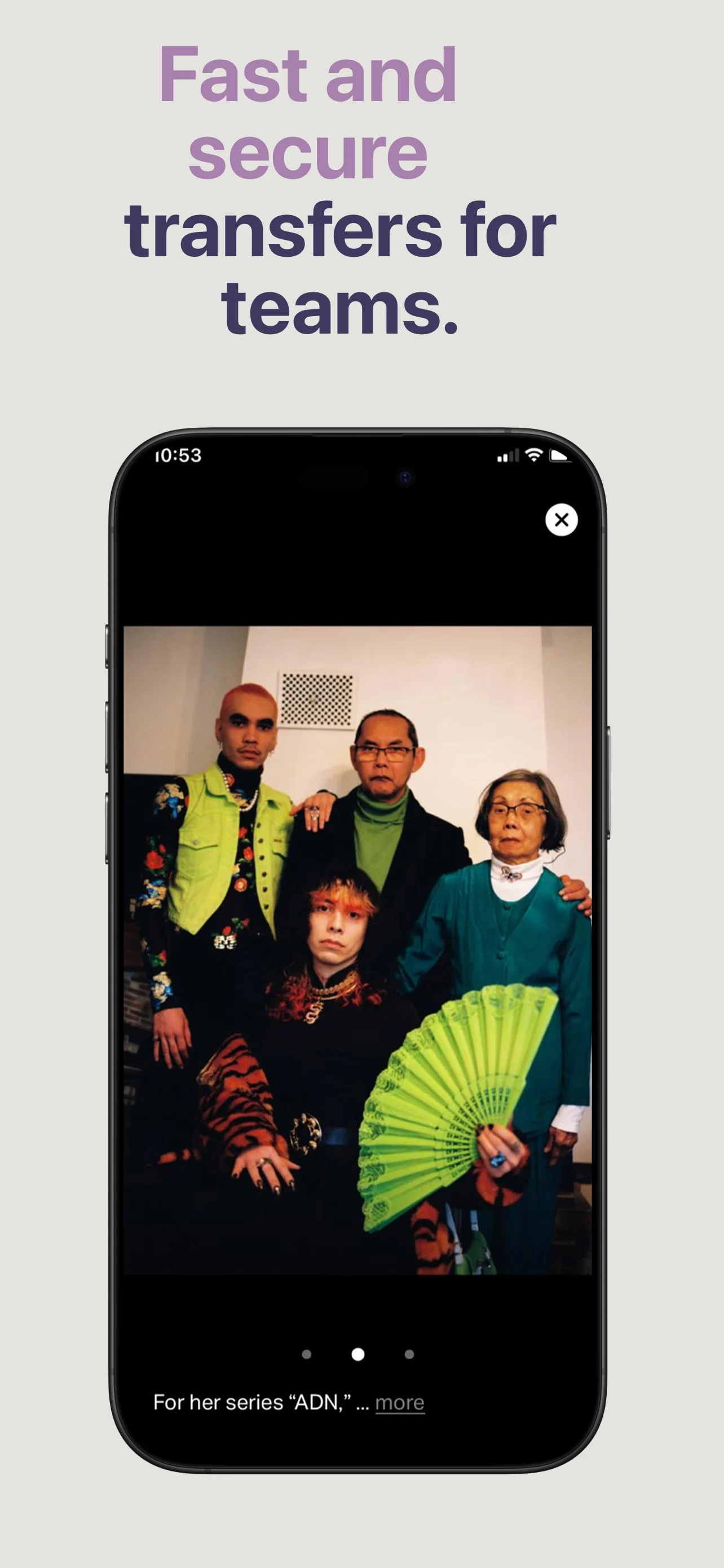App Store screenshot template for file sharing app – connected devices list