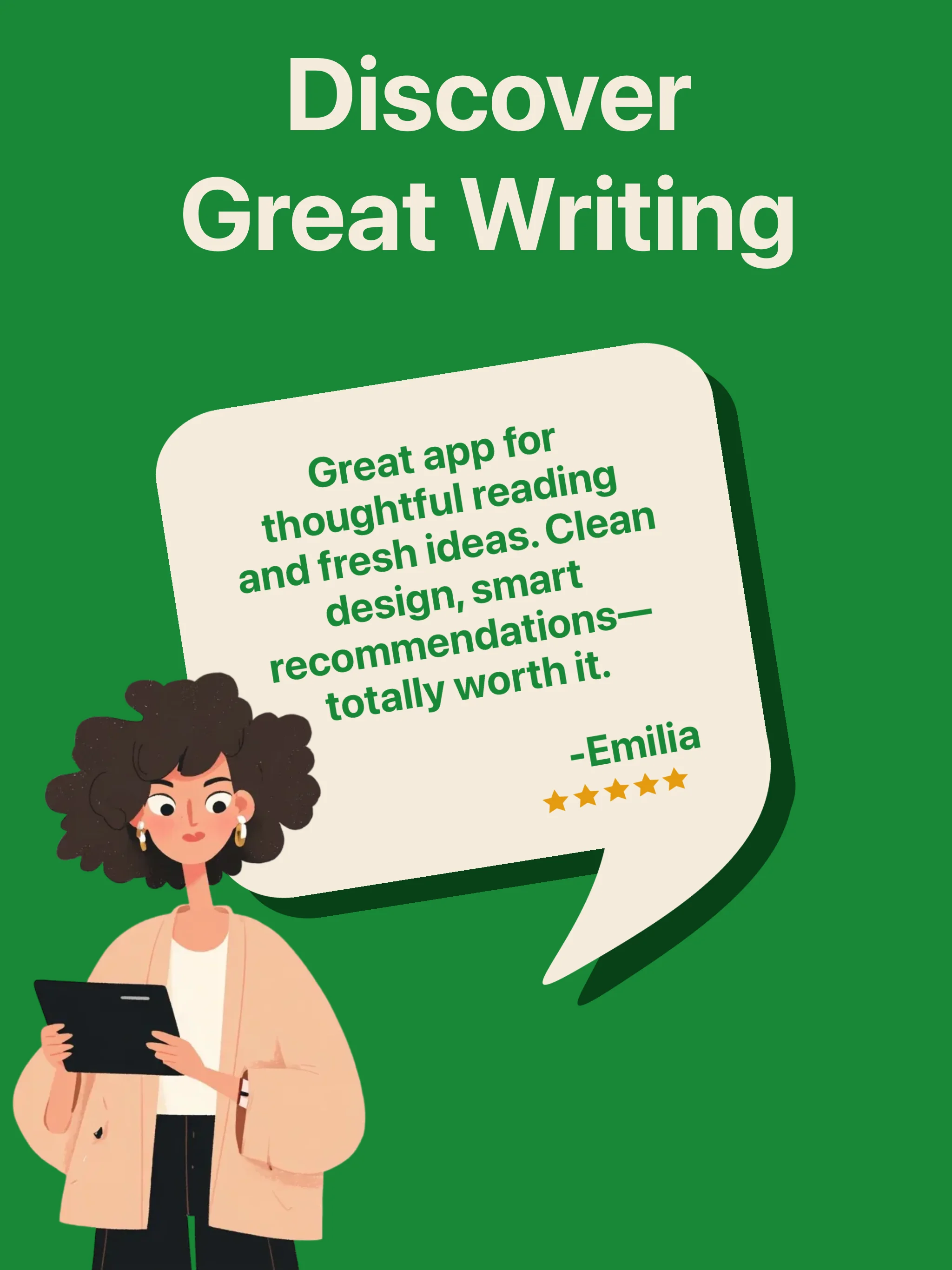 App Store screenshot template for storytelling app – thread feed browse iPad