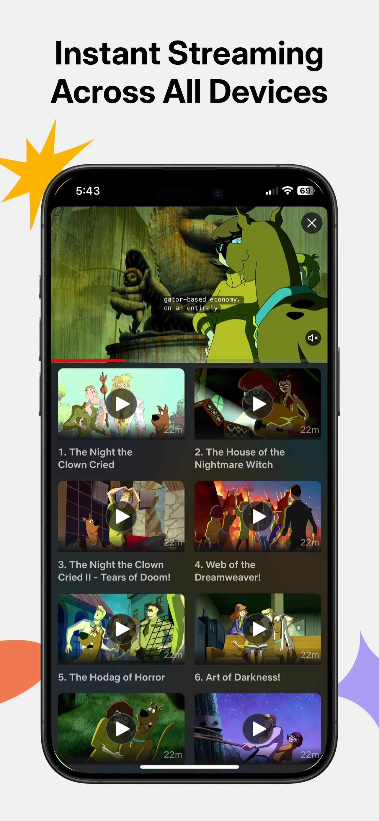 App Store screenshot template for streaming app – episode list view