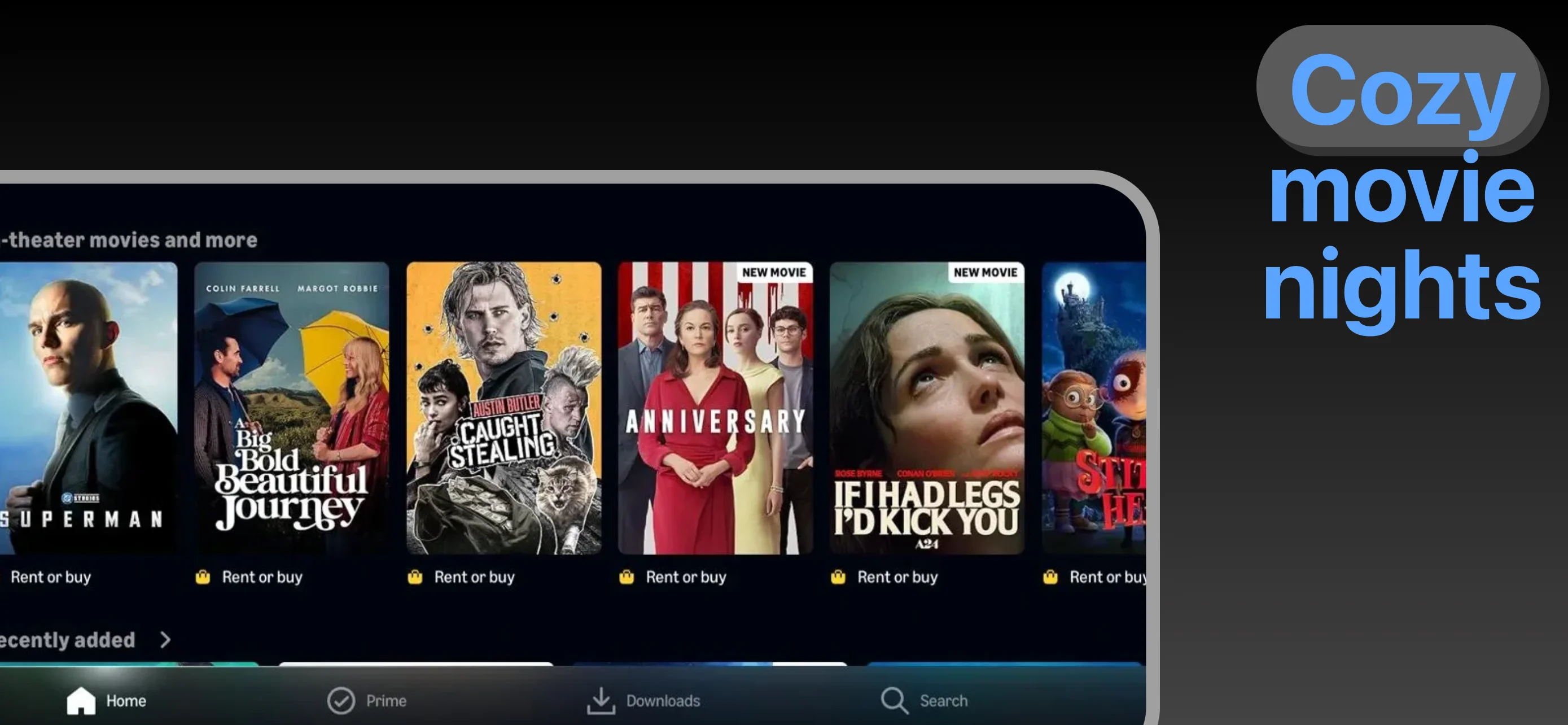 App Store landscape screenshot template for streaming app – new releases and discover