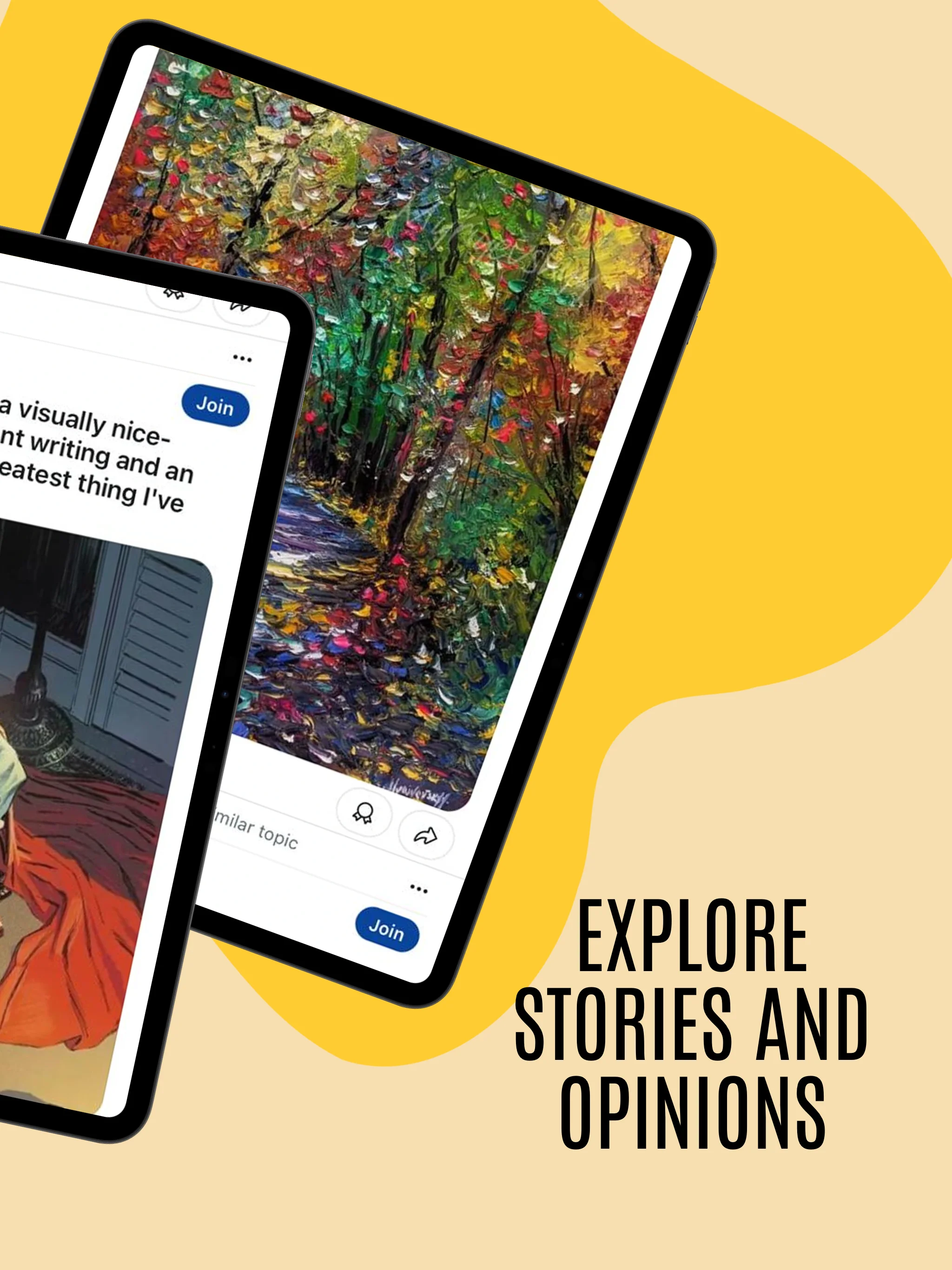 App Store screenshot template for social app – community feed iPad