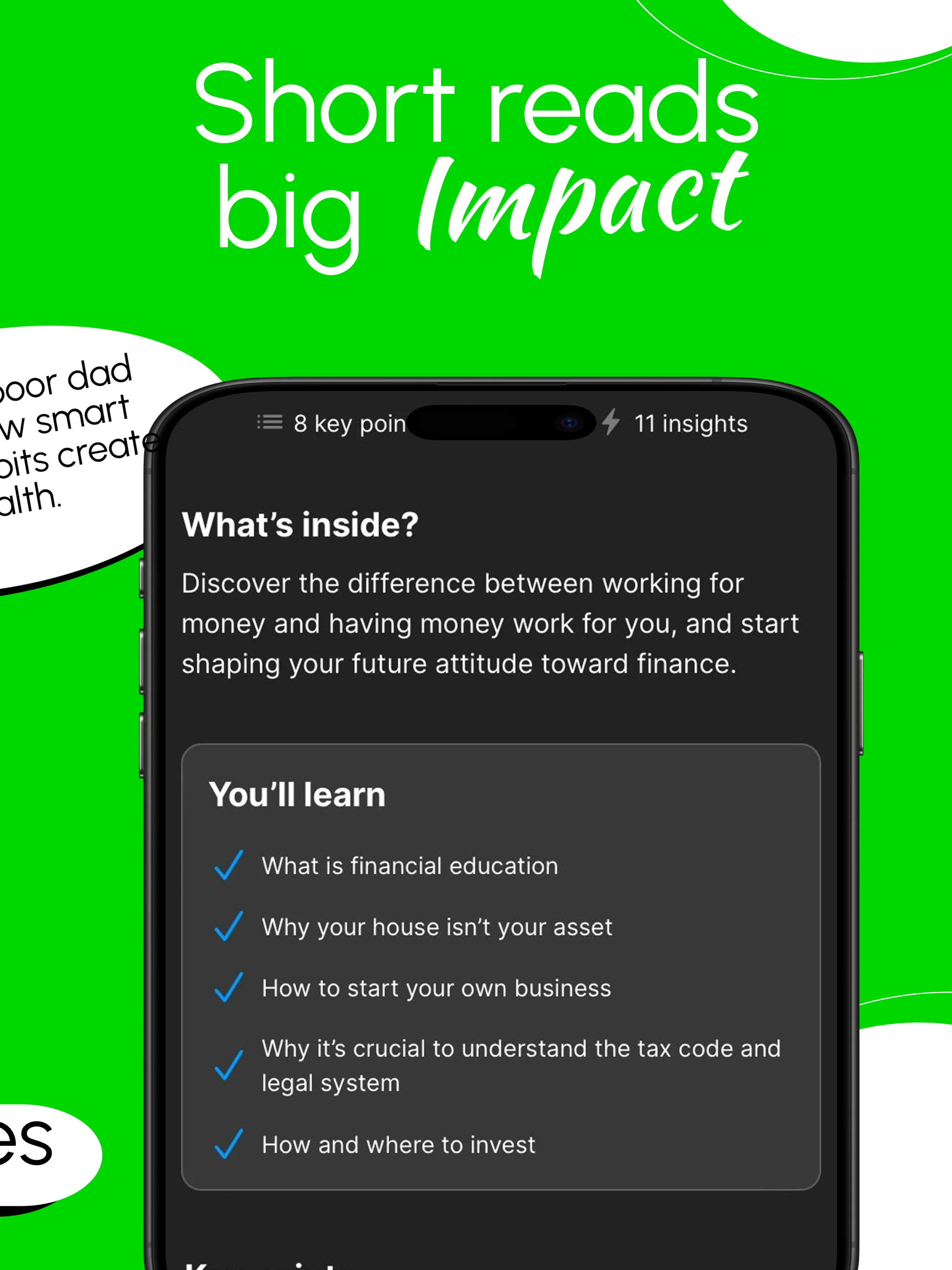 App Store screenshot template for book summary app – 10 bits of knowledge session iPad