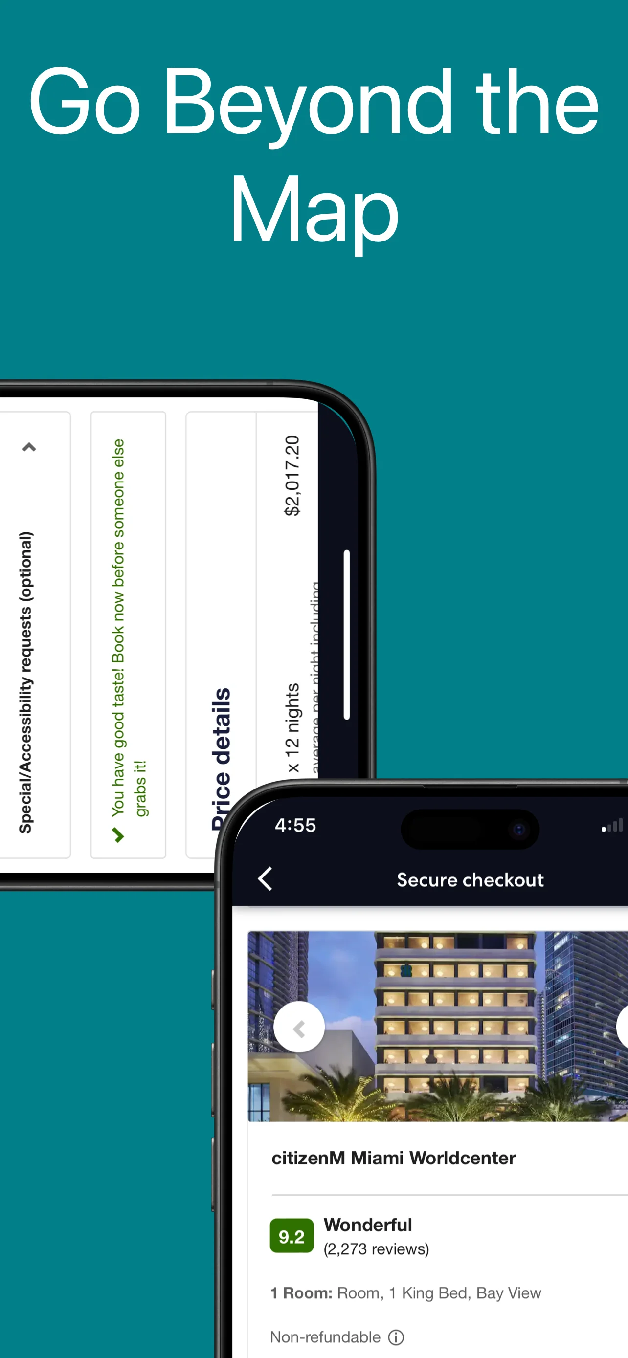 App Store screenshot template for travel app – booking confirmation