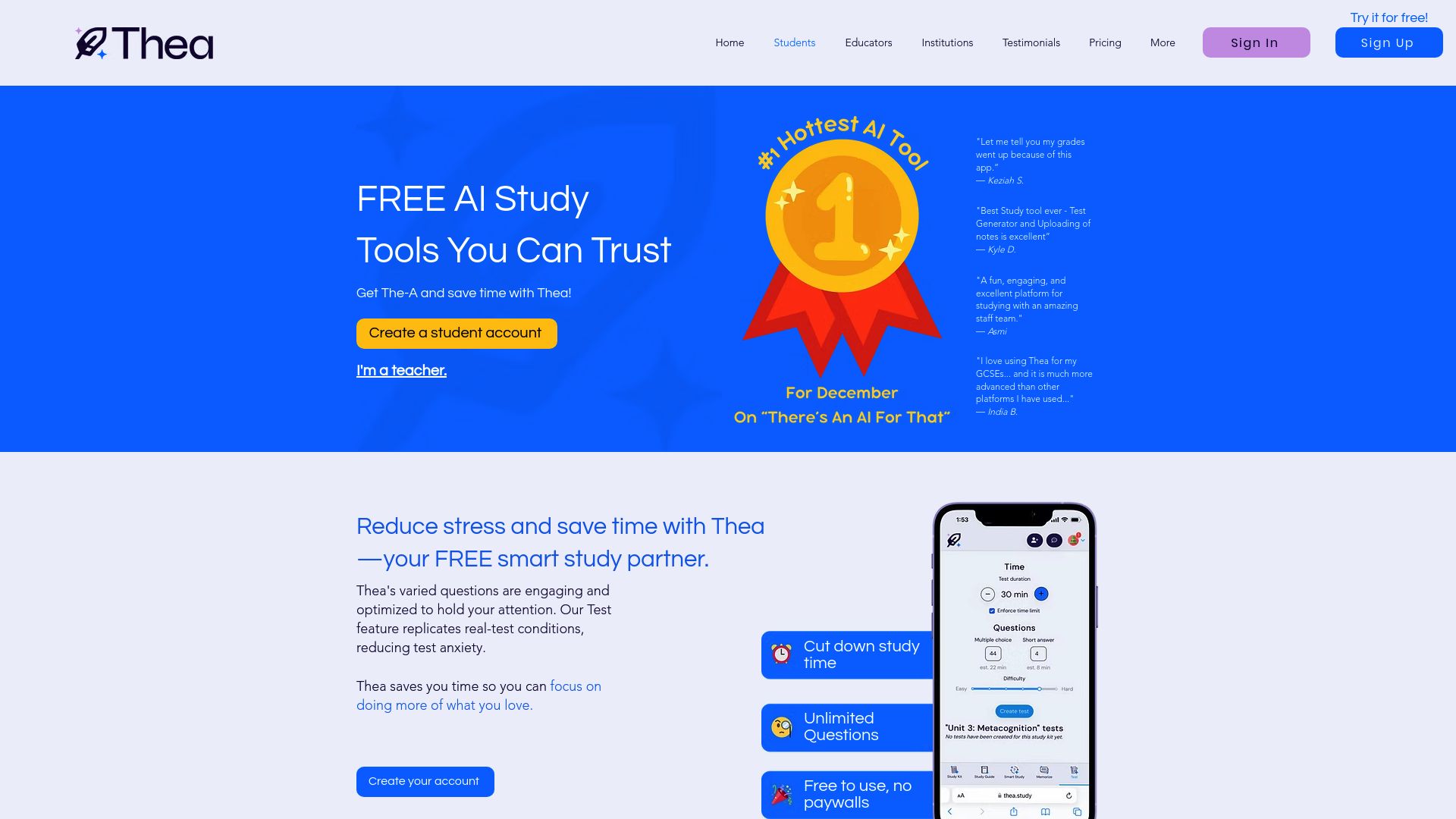 Thea Study: AI Study Partner & Test Prep