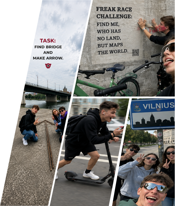 Freak Race dalyviai atlieka užduotis savo mieste