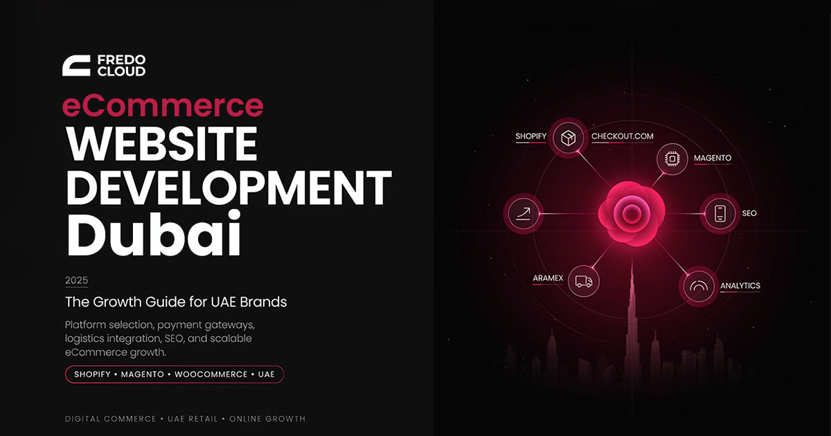 eCommerce website development Dubai concept with skyline