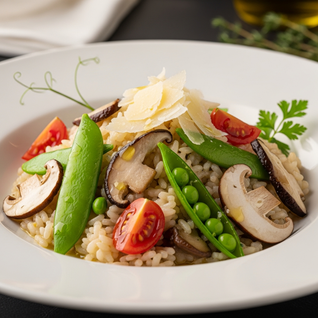 Italian Risotto with Porcini and Sugar Snap Peas