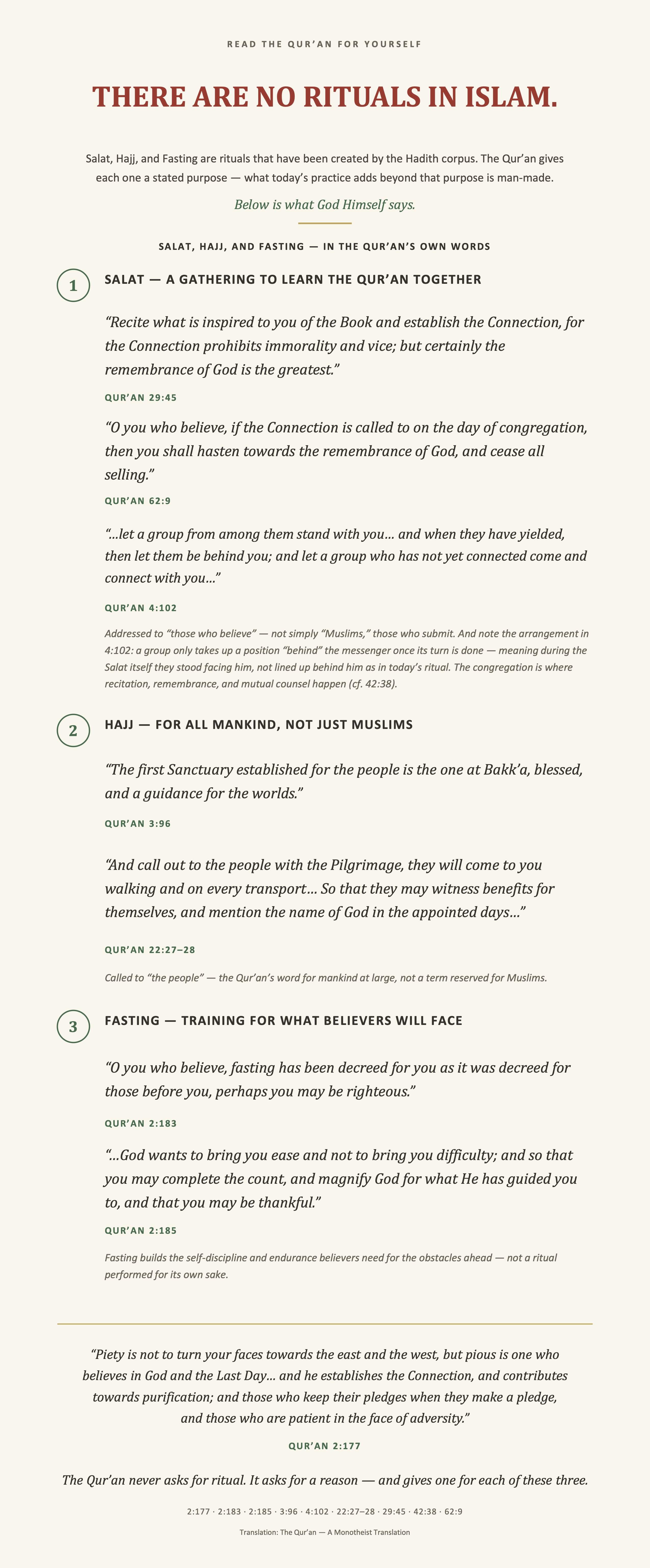 Rituals according to God alone.