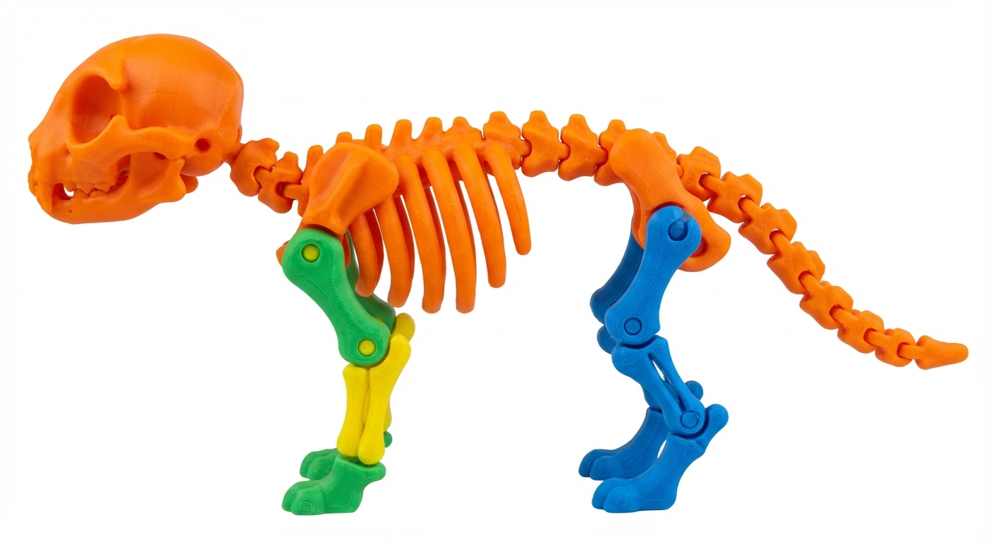 Articulated Cat Skeleton Model - 3D Printed Feline Anatomy