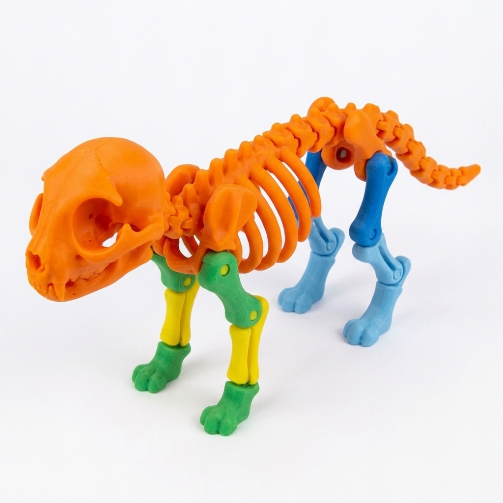 Articulated Cat Skeleton Model - 3D Printed Feline Anatomy