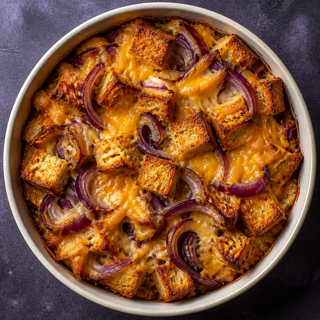 Cheesy Purple Onion Bread Bake