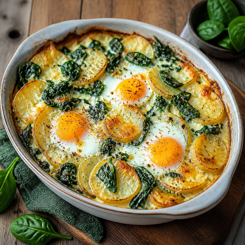 Herby Potato and Egg Bake with Soft Cheese