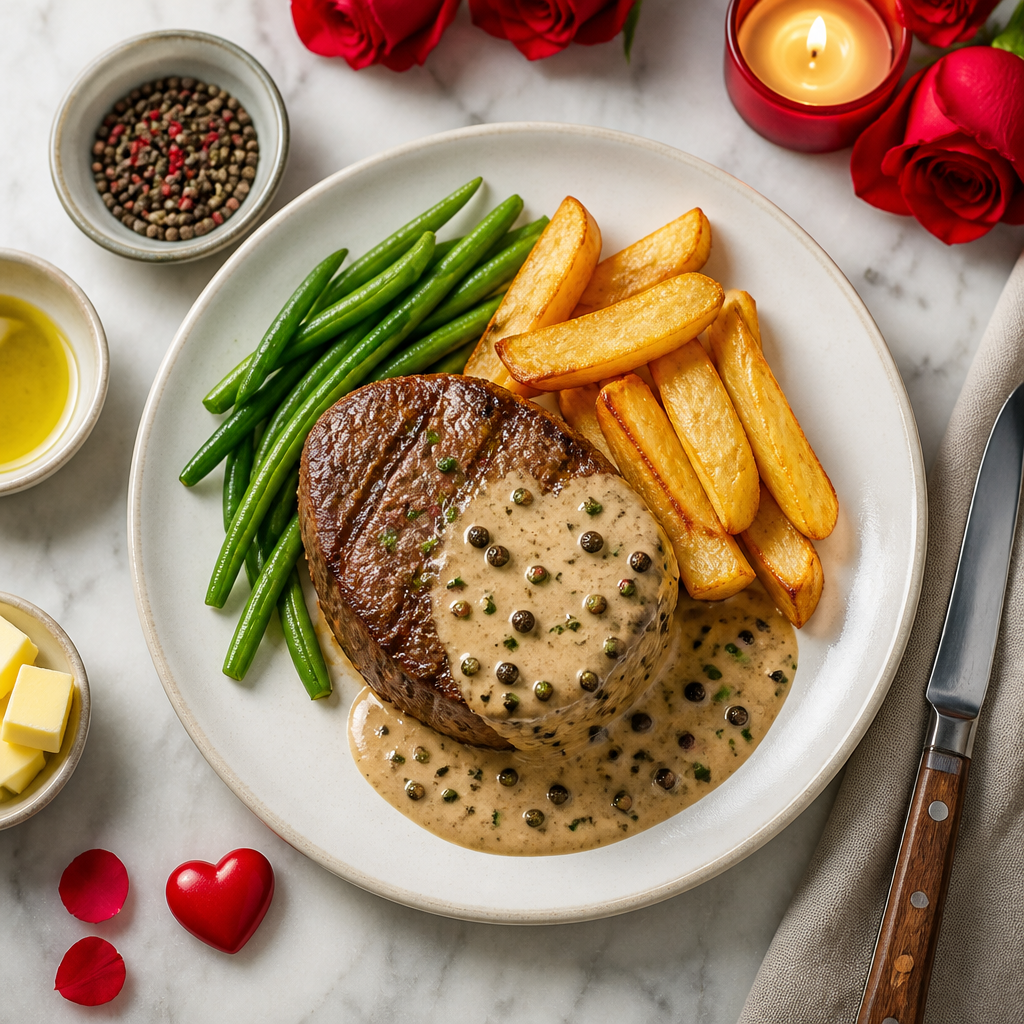 Fillet Steak for Two with Peppercorn Sauce