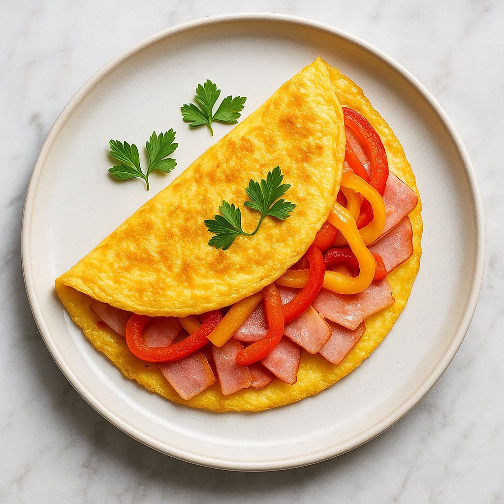 Cheesy Ham and Pepper Omelette