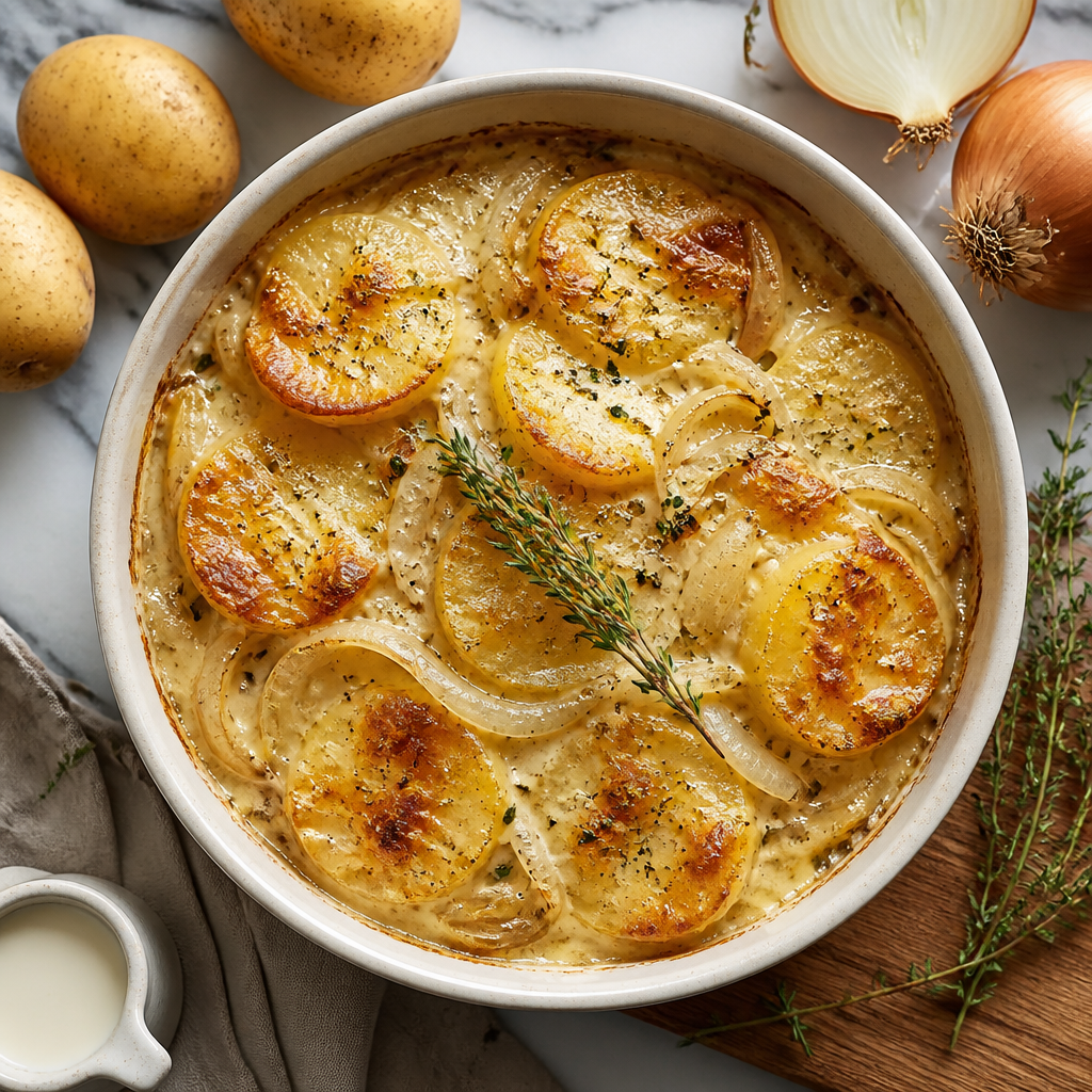 Savoury Potato, Onion and Herb Bake