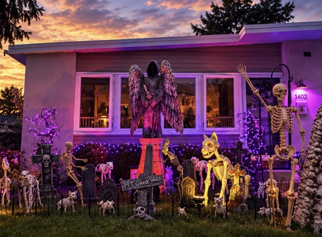 St. Charles Pet Cemetery Halloween Display in Abington, Pennsylvania