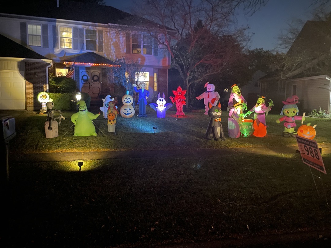 Glow of the Inflatable Yard Drive-Through Haunt in West Dundee, Illinois