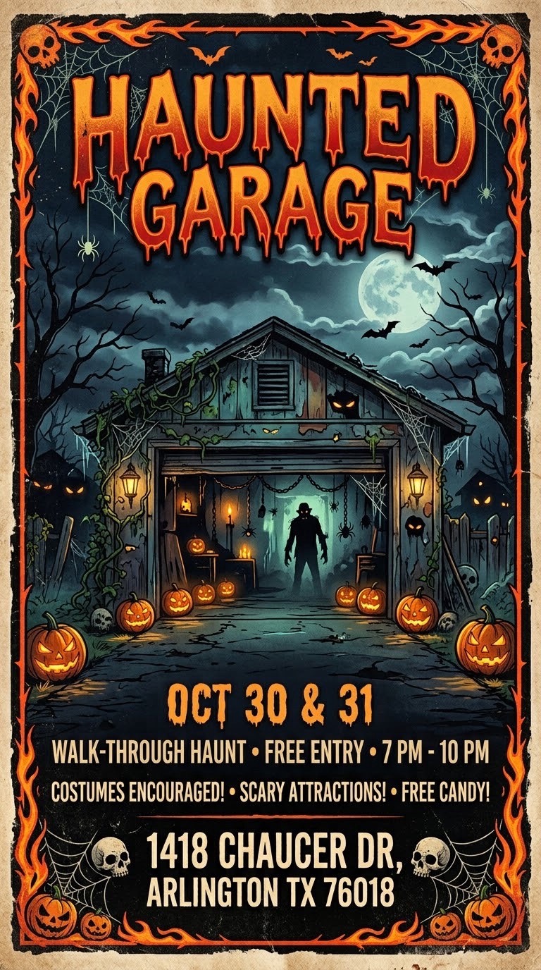 Haunted Garage And yard Display in Arlington, Texas