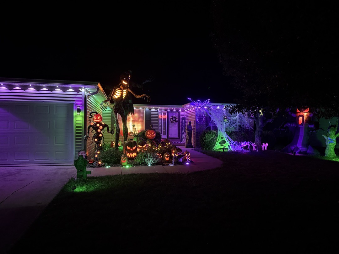 Lighted Halloween Display in Chatham, Illinois