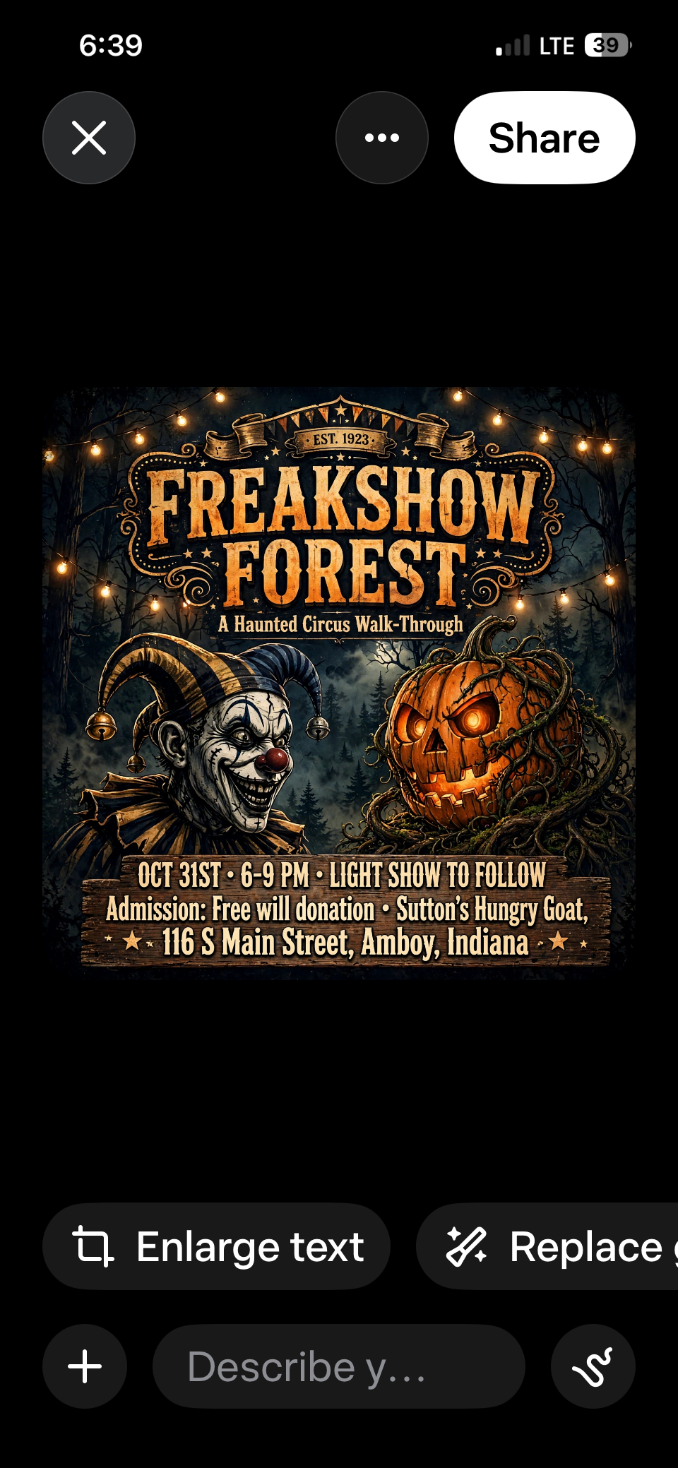 Freakshow Forest Haunted House in Amboy, Indiana