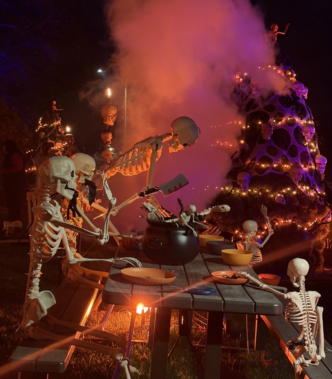 Skeletons on Swanson Halloween Display in Framingham, Massachusetts