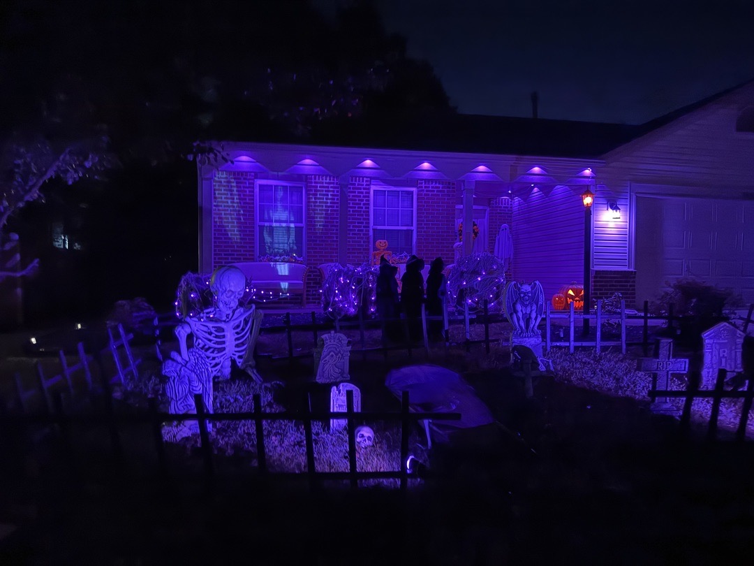 Purple Graveyard Halloween Display in Indianapolis, Indiana