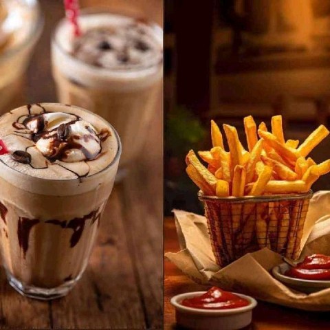 cold coffee & french fries 