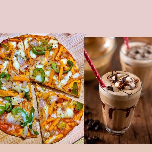 veg pizza+ cold coffee 