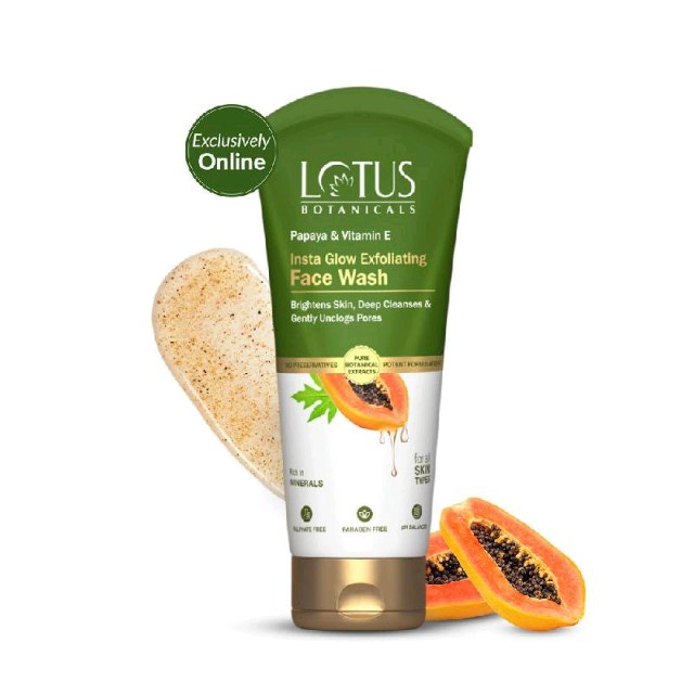 LOTUS BOTANICALS Papaya & Vitamin E Insta Glow Exfoliating Face Wash 100 ml