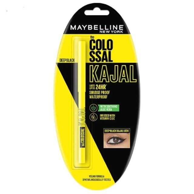 MAYBELLINE New York Colossal Kajal, Intense Colour, Waterproof, Long lasting 24Hrs Stay (Black 0.35)