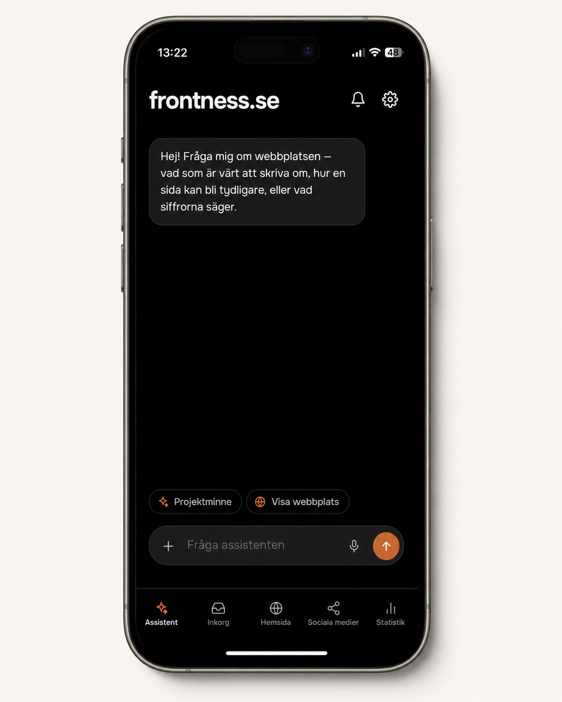 Frontness-appen på en telefon