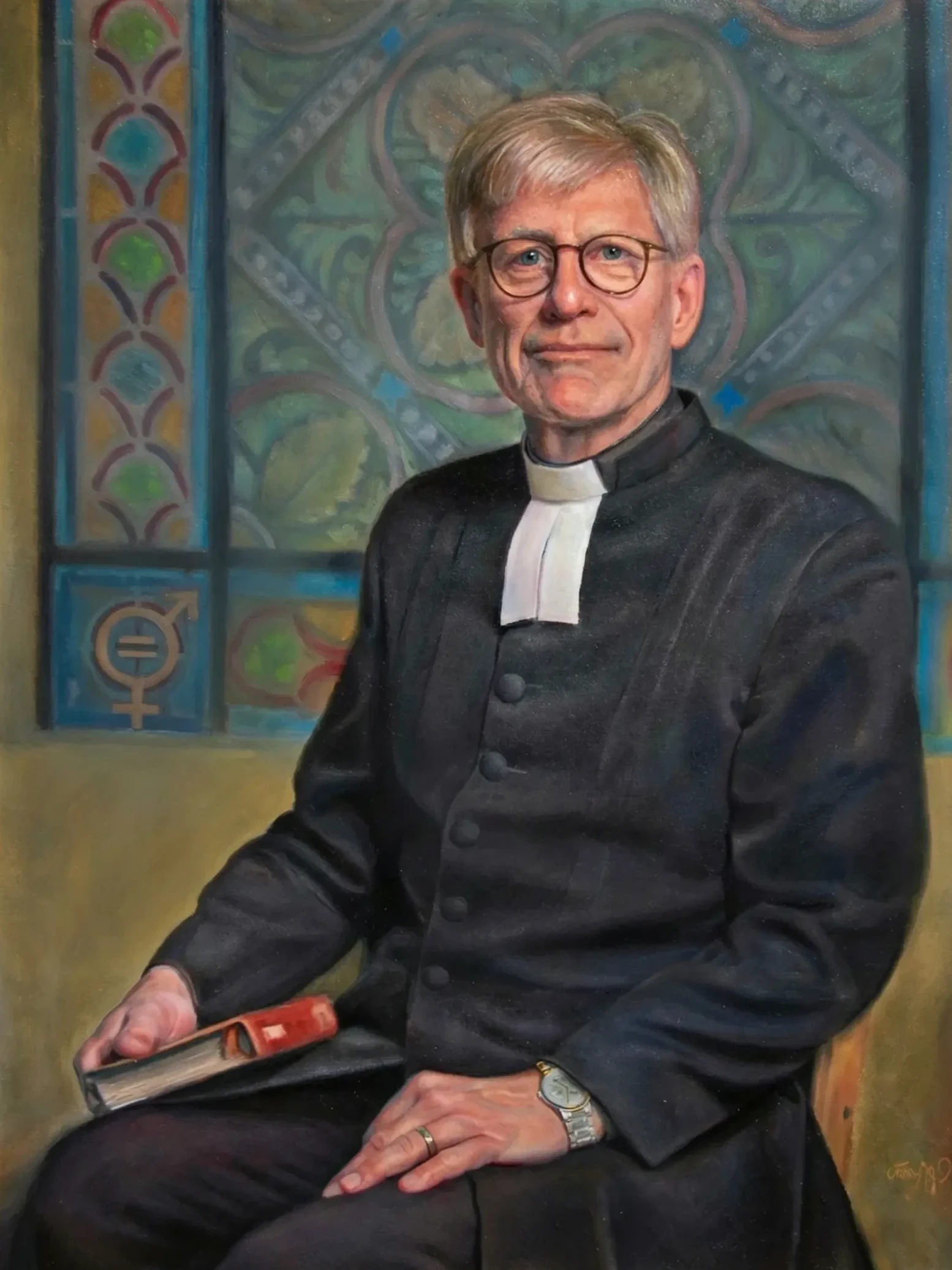 Tony Warren — Domprost Harald Cohen, oil on canvas, institutional portrait