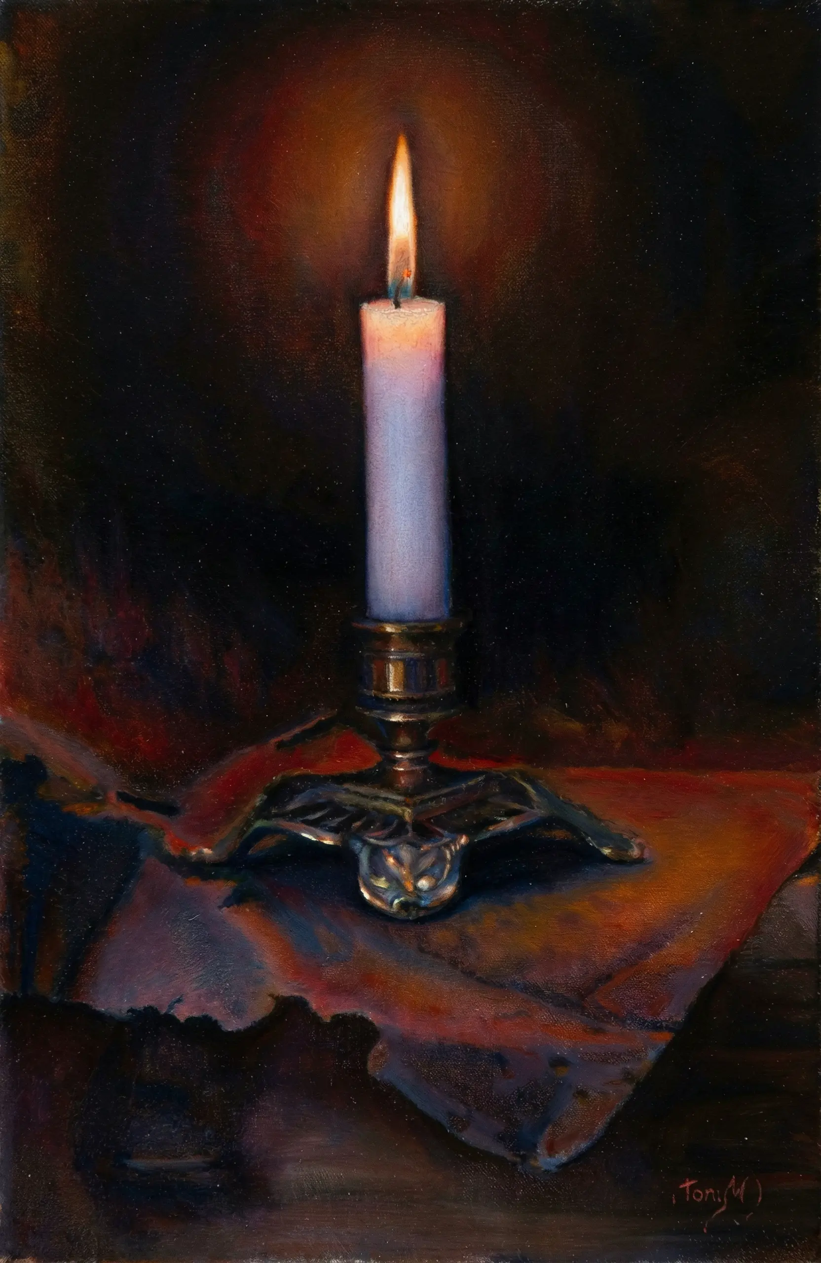 Tony Warren — Ljus i tunneln, oil on canvas, symbolic still life