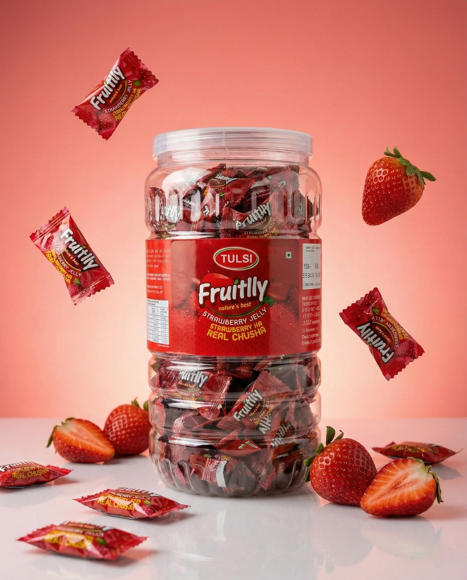 Strawberry — Fruit Jelly Candy product view 3 bulk supply by Tulsi Foods, Jalgaon