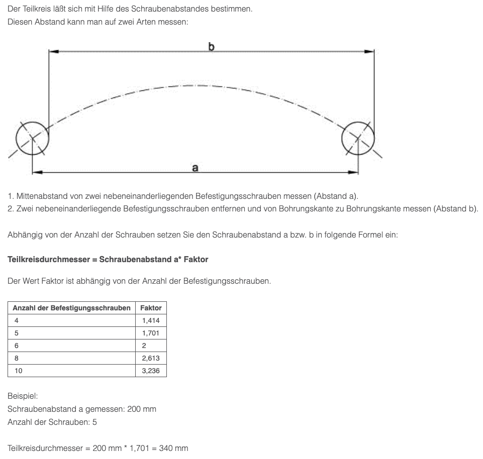 Wie bestimme ich den Teilkreisdurchmesser?