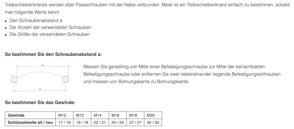 Wie bestimme ich den Treibscheibenkranz?