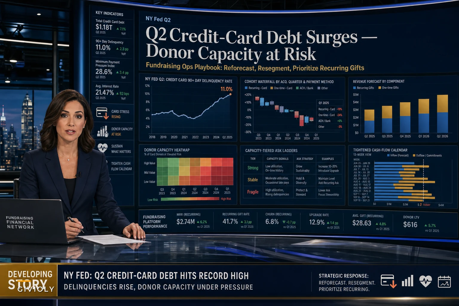 Q2 Credit-Card Debt Spike: A Fundraising Ops Playbook to Reforecast, Resegment, and Protect Donor Capacity