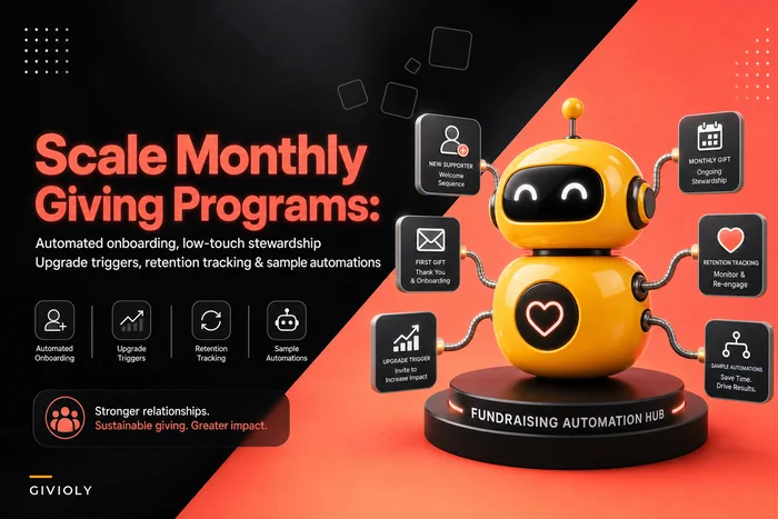 Scale Monthly Giving Programs: automated onboarding sequences, upgrade triggers and retention tracking for small teams