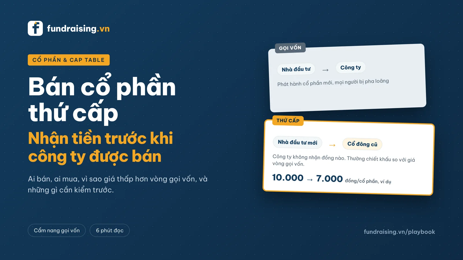 Hai dòng tiền trong một vòng gọi vốn: tiền vào công ty và tiền trả cho cổ đông bán lại cổ phần