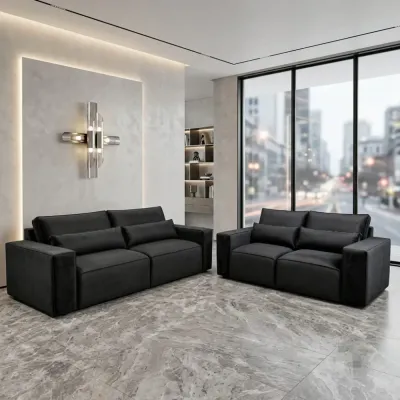 Salone Black Fabric 3+2 Seater Sofa Set – 3+2 sofa set for the living room