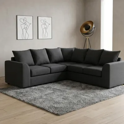 Dylan Black Linen 5 Seater Corner Sofa – corner sofa for the living room