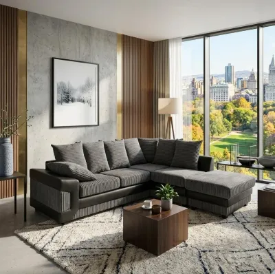 Dino Charcoal Grey 5 Seater Right Hand Corner Sofa – corner sofa for the living room