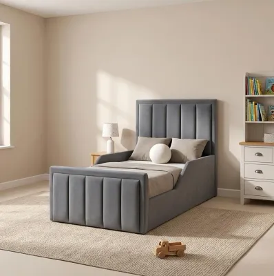 Grey Plush Velvet Florida Bumper Toddler Bed With Mattress – toddler bed for the bedroom