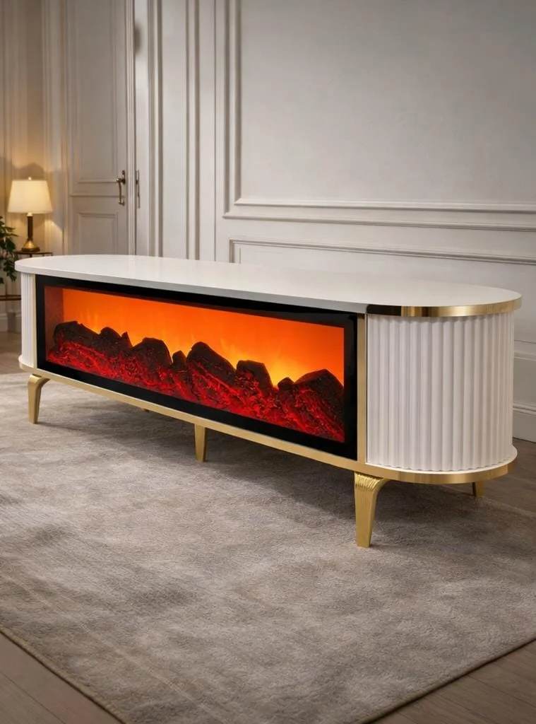 White and Gold Luxury Big Screen TV Unit Electrical - Occasionals furniture in UK