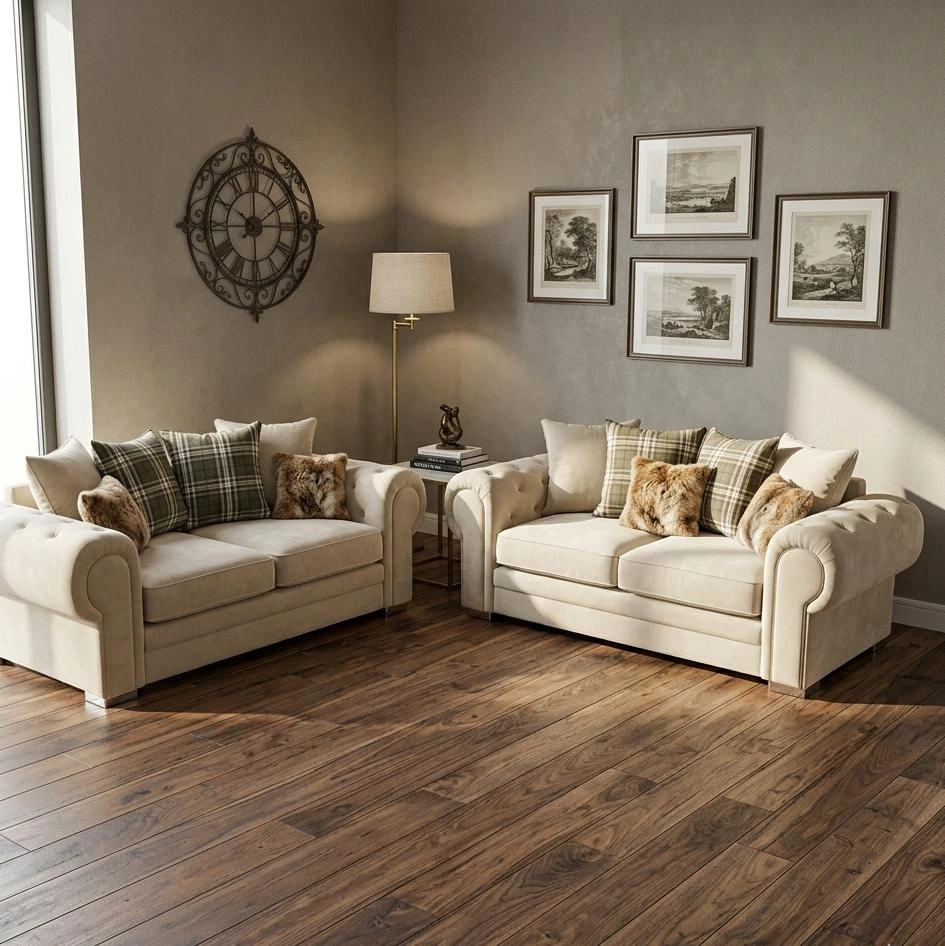 Verona 3 and 2 Seater Sofa Set Cream | Free UK Delivery - Sofas furniture in UK
