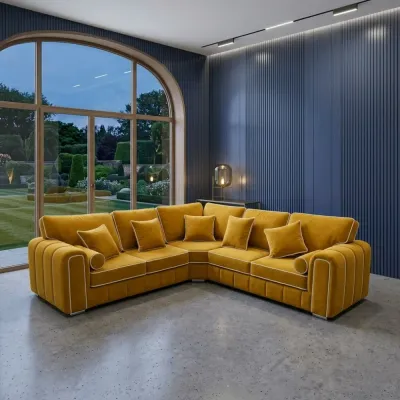 Lilly Mustard Gold High-Back Special Sofa – corner sofa for the living room