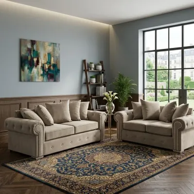Olympia 3 and 2 Seater Sofa Set in Beige – 3+2 sofa set for the living room