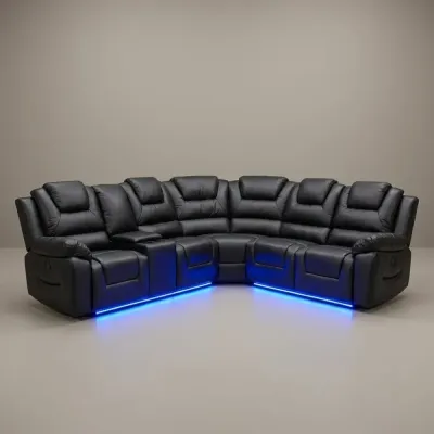 Grand Cinema Electric Recliner Corner Sofa in Black – recliner sofa for the living room