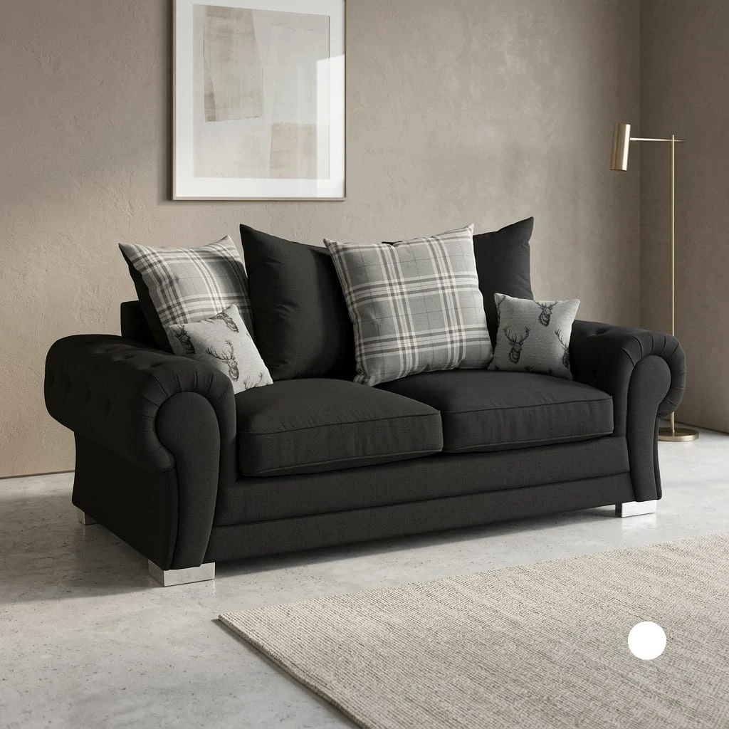 Verona 3 Seater Fabric Sofa Black | Free UK Delivery - Sofas furniture in UK